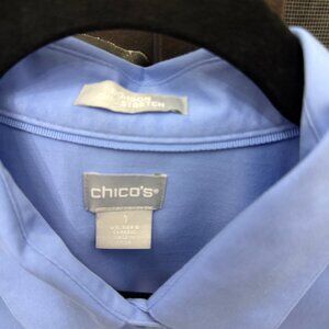 Chico's No Iron, French Blue, 3/4 sleeve button shirt, Size 1 (US 8-10 M)